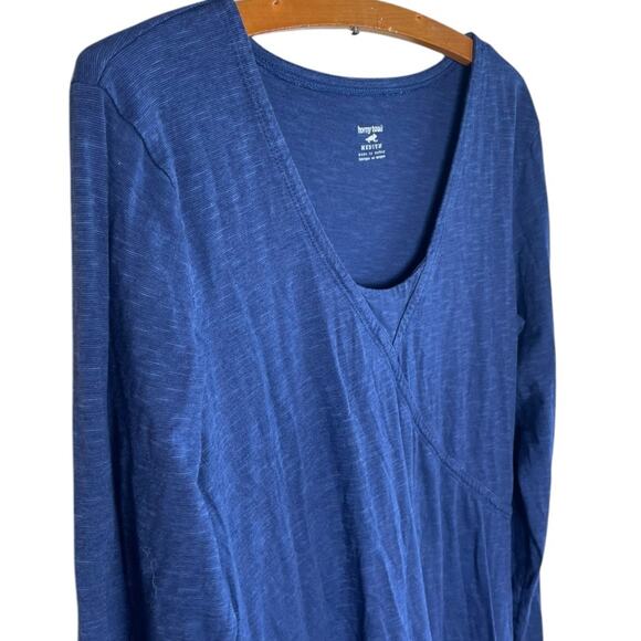 Horny Toad Women’s Medium Oblique V Neck Dress Blue Long Sleeve - Picture 3 of 8
